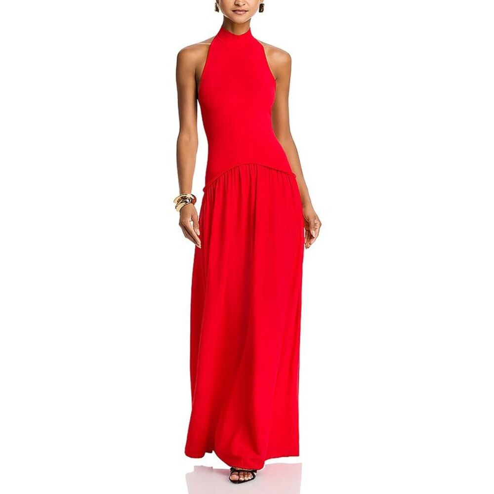 Solid & Striped Red Halter Maxi Dress